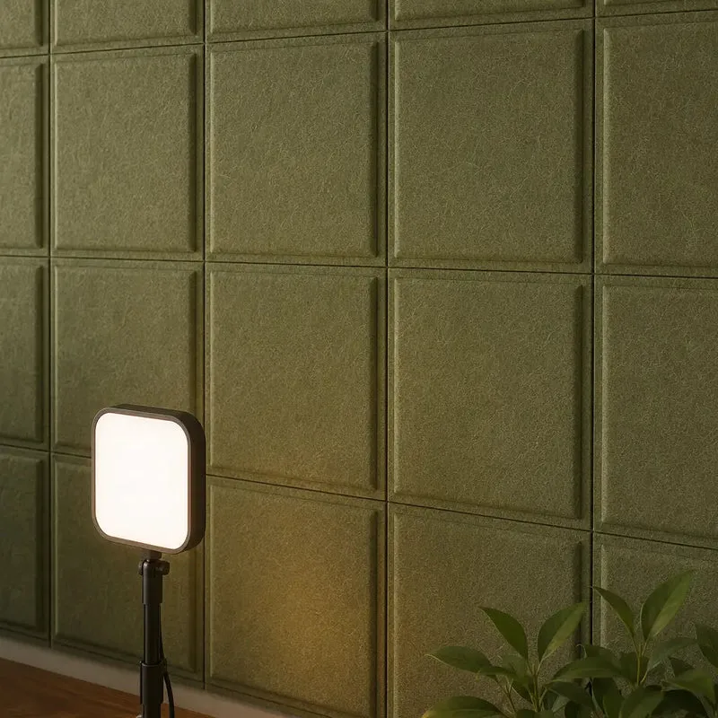 SQUARE BOLD 3D Acoustic Felt Wall Panels - OLIVE Multipack