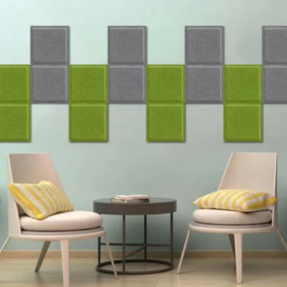SQUARE BOLD 3D Acoustic Felt Wall Panels - OLIVE Multipack