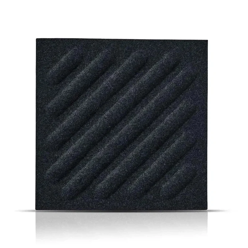 SQUARE RIFT 2 3D Acoustic Felt Wall Panels - BLACK Multipack