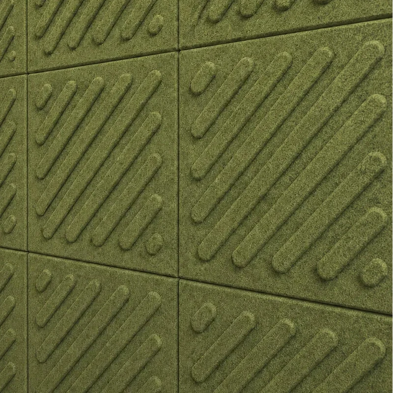 SQUARE RIFT 2 3D Acoustic Felt Wall Panels - OLIVE Multipack