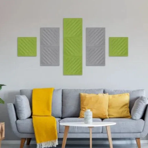 SQUARE RIFT 2 3D Acoustic Felt Wall Panels - OLIVE Multipack
