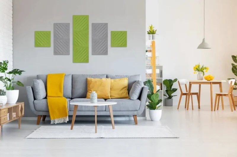 SQUARE RIFT 2 3D Acoustic Felt Wall Panels - OLIVE Multipack
