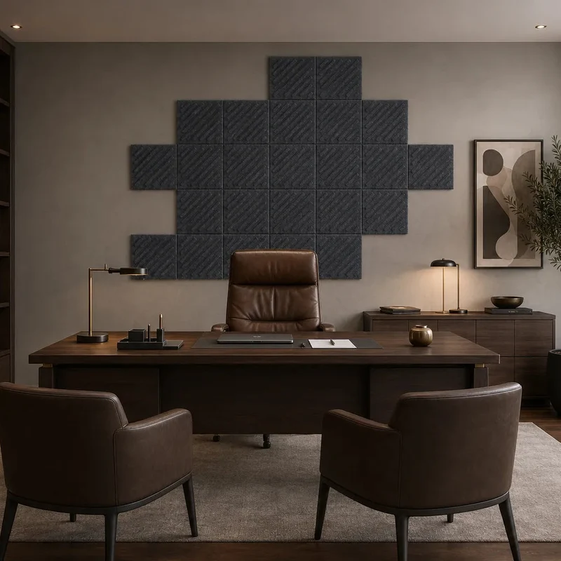 SQUARE RIFT 2 3D Acoustic Felt Wall Panels - GREY Multipack