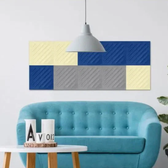SQUARE RIFT 2 3D Acoustic Felt Wall Panels - INDIGO Multipack