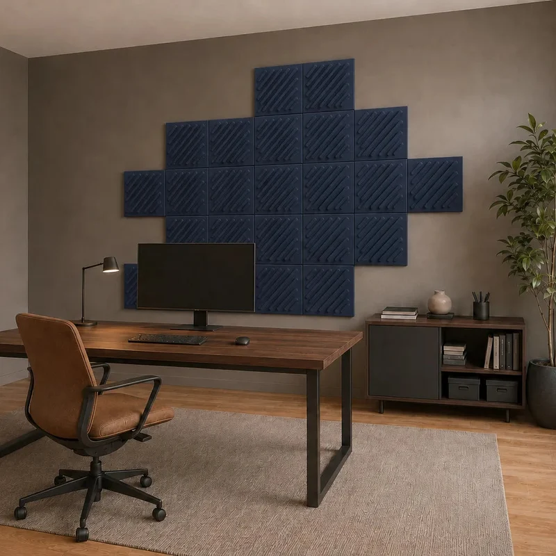 SQUARE RIFT 2 3D Acoustic Felt Wall Panels - NAVY Multipack