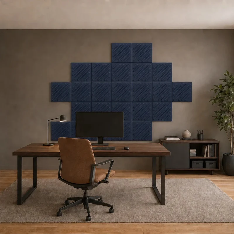 SQUARE RIFT 2 3D Acoustic Felt Wall Panels - NAVY Multipack