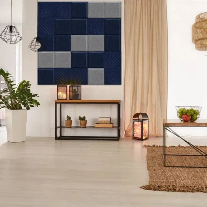 SQUARE RIFT 2 3D Acoustic Felt Wall Panels - NAVY Multipack