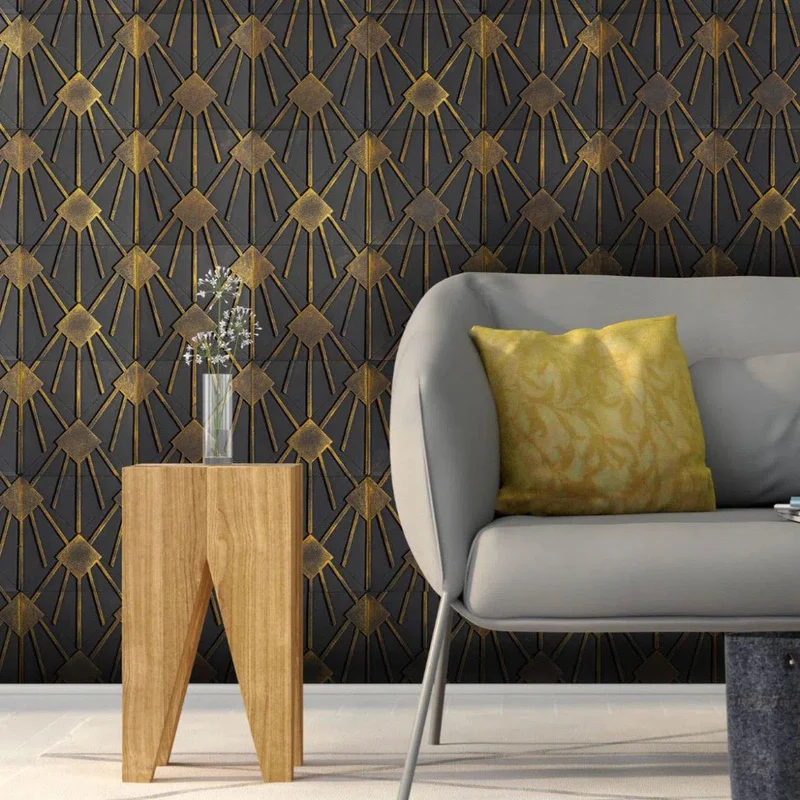 Concrete 3D Tile ANDROMEDA Black Gold - Box of 12