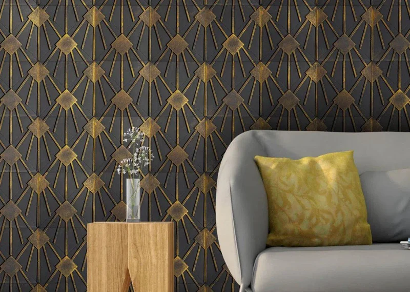 Concrete 3D Tile ANDROMEDA Black Gold - Box of 12