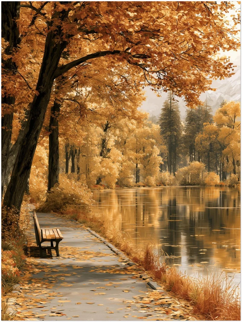Goldener Herbst am See Leinwand