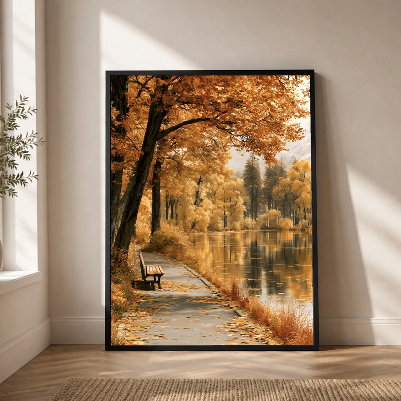 Goldener Herbst am See Poster