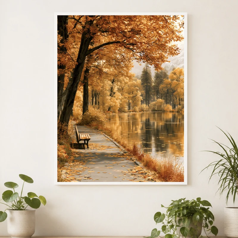 Goldener Herbst am See Poster
