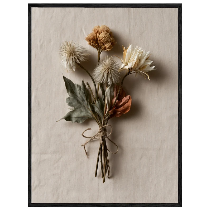Getrocknete Wildblumen gebunden Leinwand