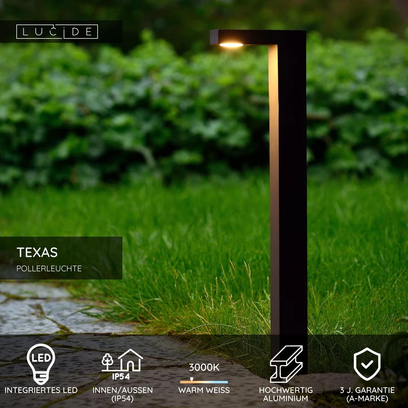 LED-Pollerleuchte Texas IP54 Anthrazit 60cm