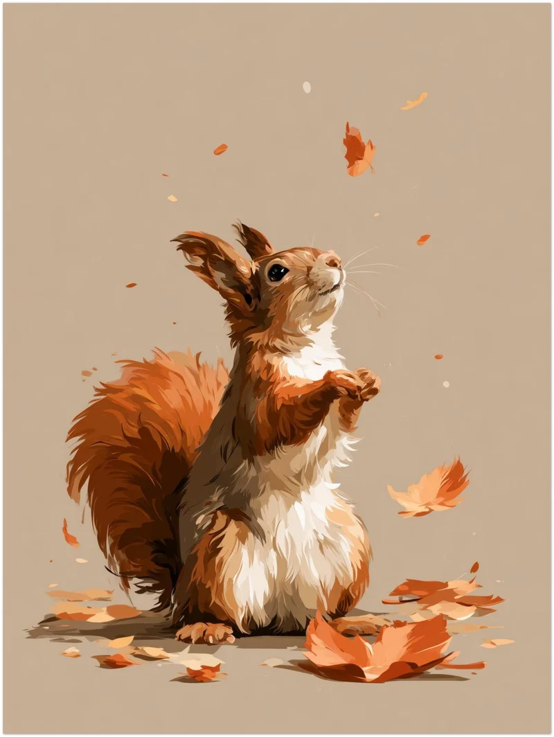 Eichhörnchen im Herbstwind Leinwand