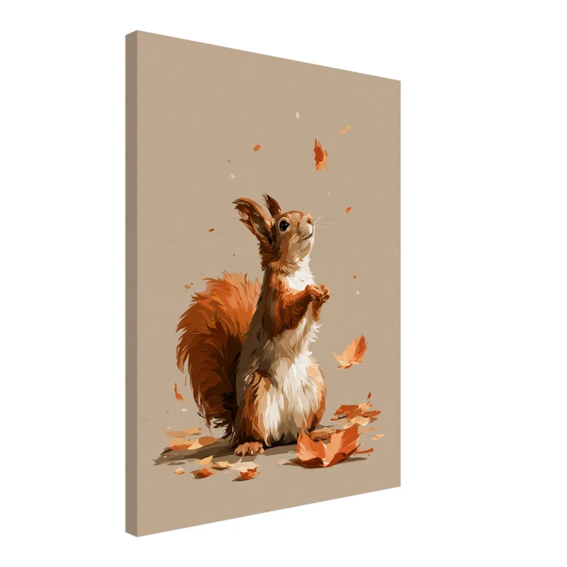 Eichhörnchen im Herbstwind Leinwand