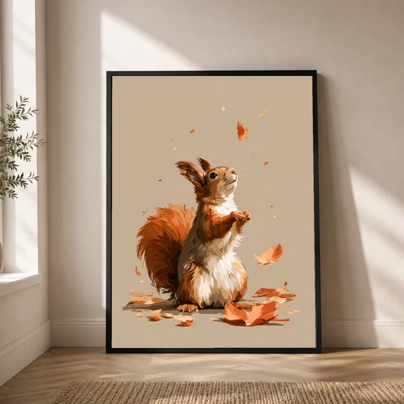 Eichhörnchen im Herbstwind Poster