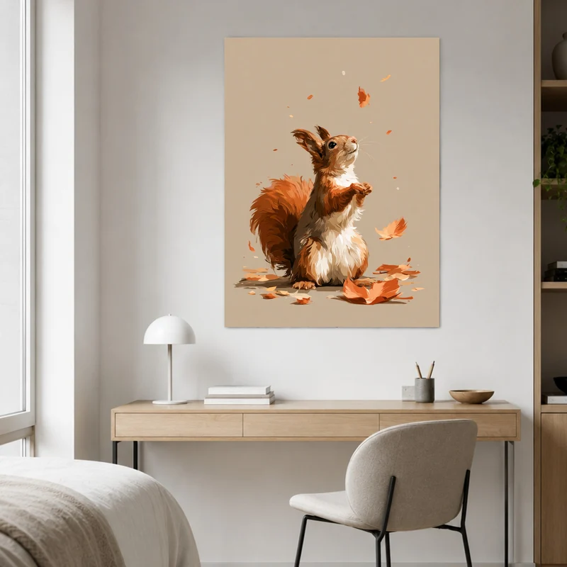 Eichhörnchen im Herbstwind Poster