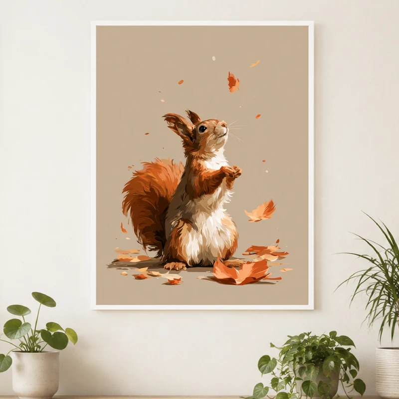Eichhörnchen im Herbstwind Poster