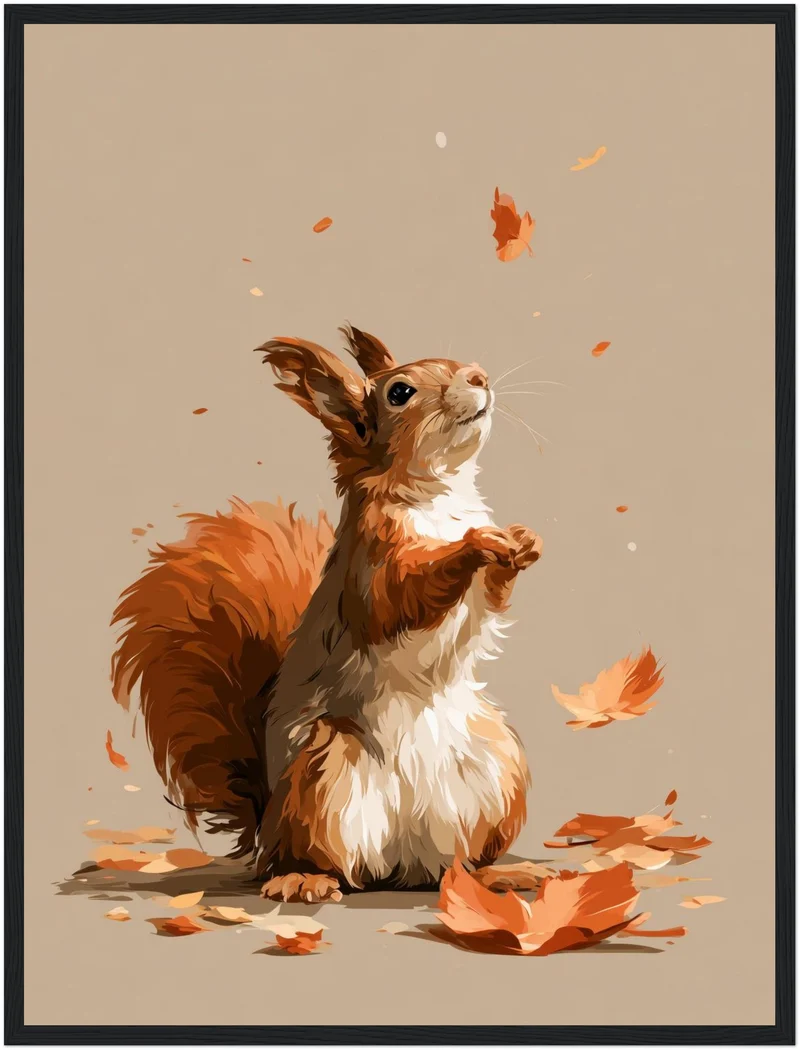 Eichhörnchen im Herbstwind Poster