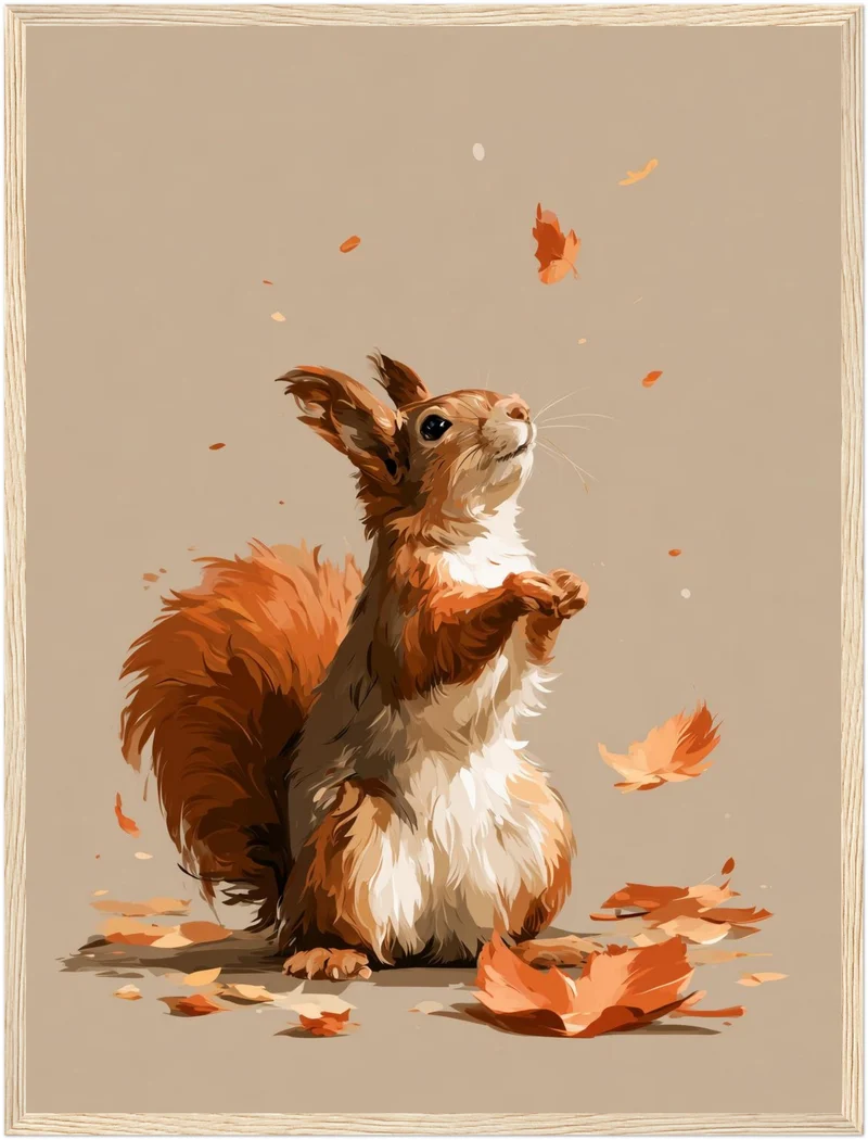 Eichhörnchen im Herbstwind Poster