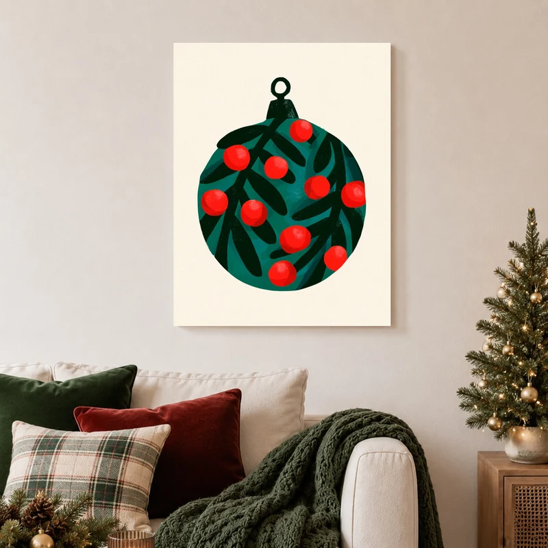 Weihnachtskugel mit Beeren Leinwand