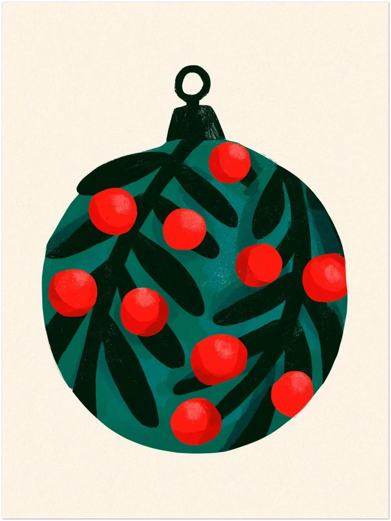 Weihnachtskugel mit Beeren Poster