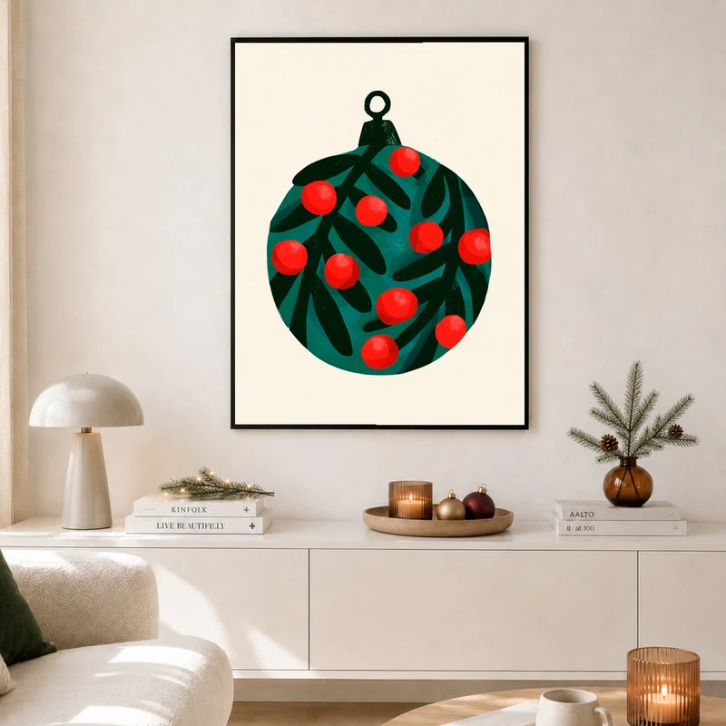 Weihnachtskugel mit Beeren Poster