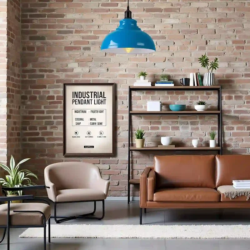 Vintage Pendelleuchte Industriedesign – Blau, Ø 29 cm~2946