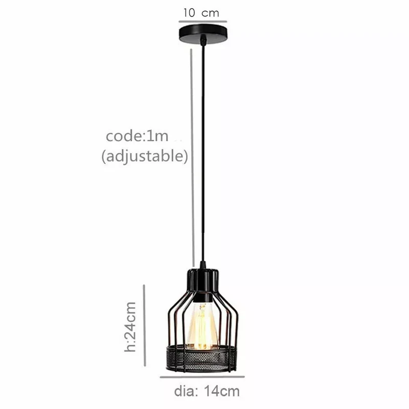 industrielle Vintage-Pendelleuchte im schwarzen Vogelkäfig-Design~3059