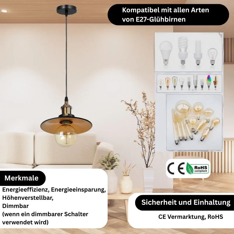 Pendelleuchte Industrial für Zuhause und Café~2997