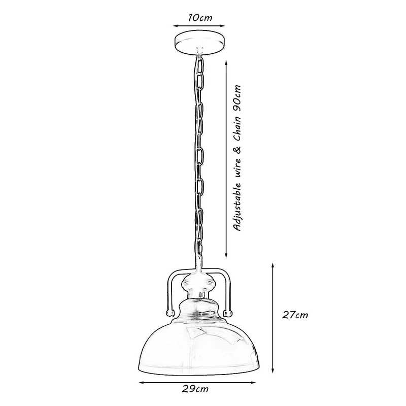 Verstellbare Chrom-Vintage-Pendelleuchte – E27-Deckenlampe mit weiß beschichtetem Schirm ~3040