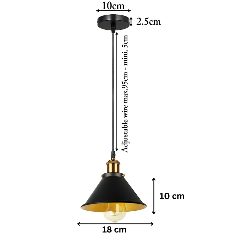 Hängelampen schwarz| Metall| Kegelform| Ø 18 cm| flurlampen~2926