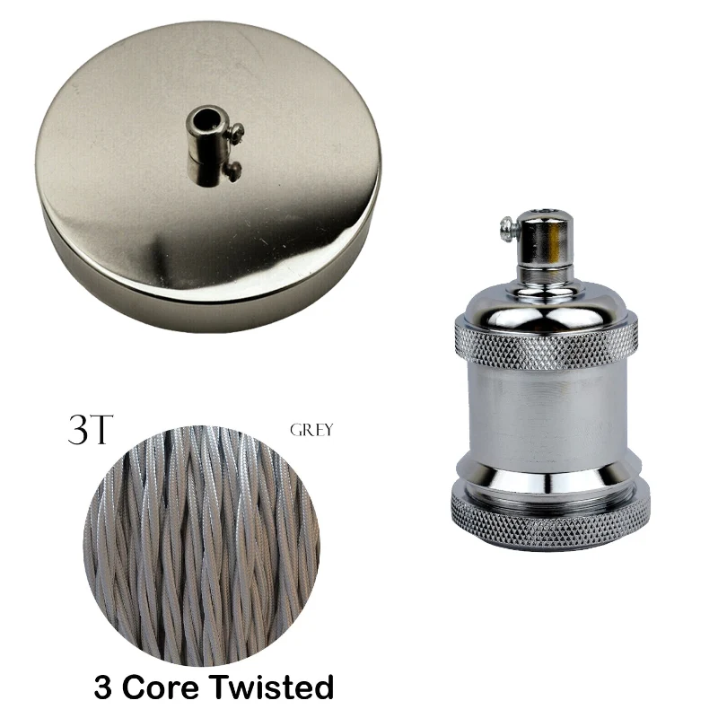 DIY Lampen-Set E27: Deckenrosette Fassung & Textilkabel ~2919