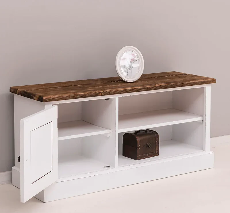 TV-Board aus Massivholz mit offener Ablage - Lowboard