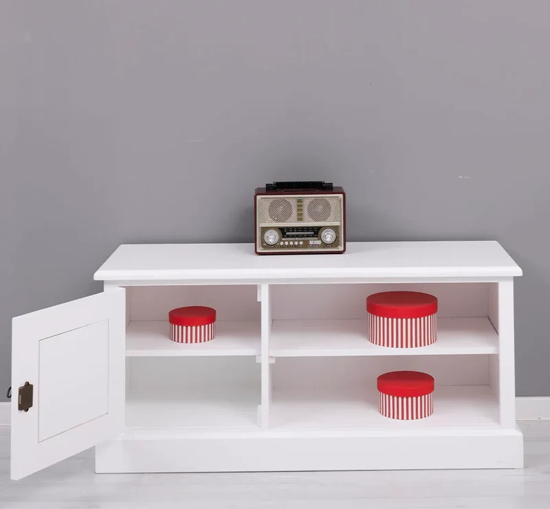 TV-Board aus Massivholz mit offener Ablage - Lowboard