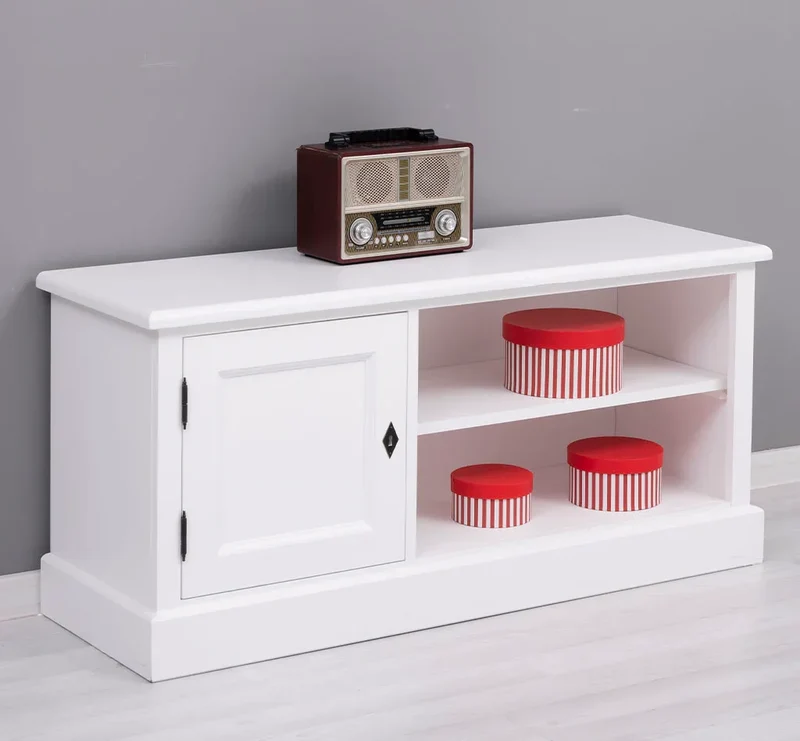 TV-Board aus Massivholz mit offener Ablage - Lowboard