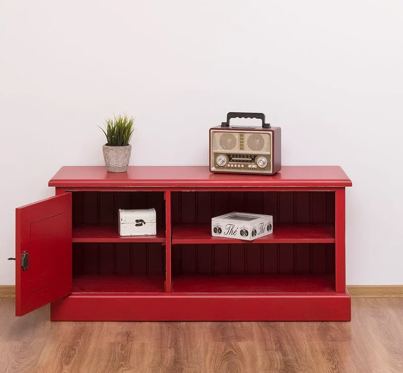 TV-Board aus Massivholz mit offener Ablage - Lowboard
