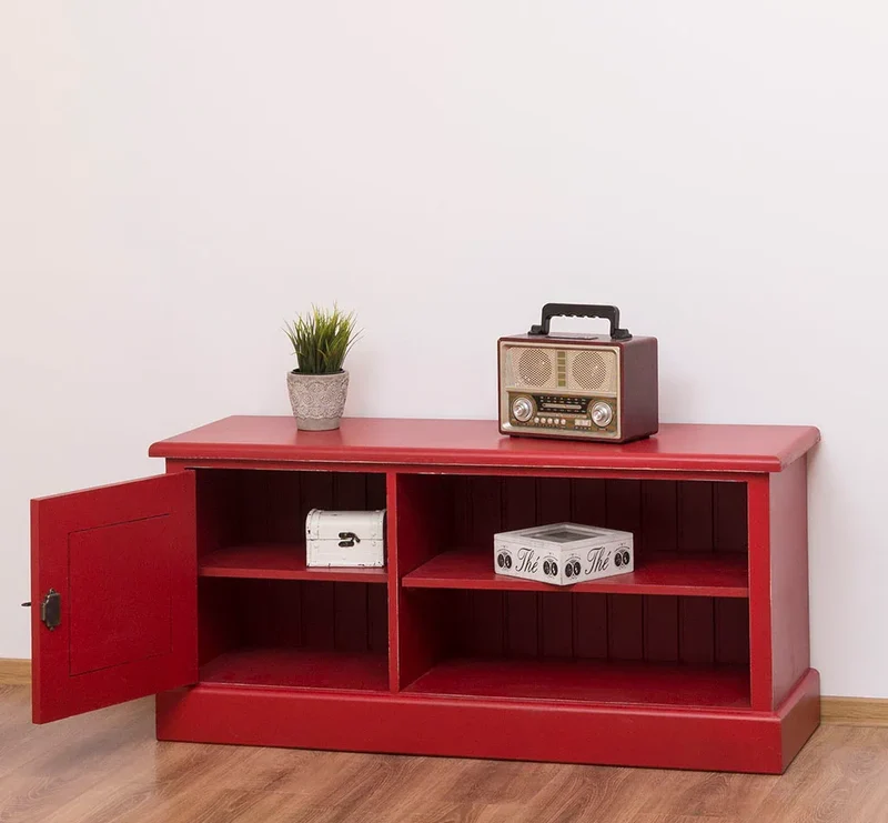 TV-Board aus Massivholz mit offener Ablage - Lowboard