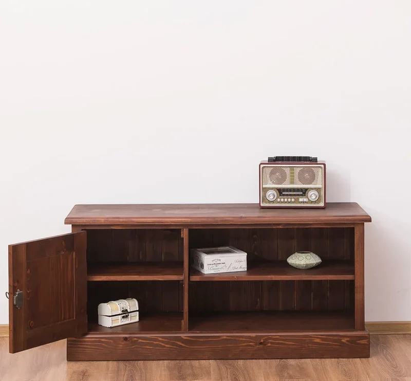 TV-Board aus Massivholz mit offener Ablage - Lowboard