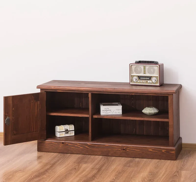 TV-Board aus Massivholz mit offener Ablage - Lowboard