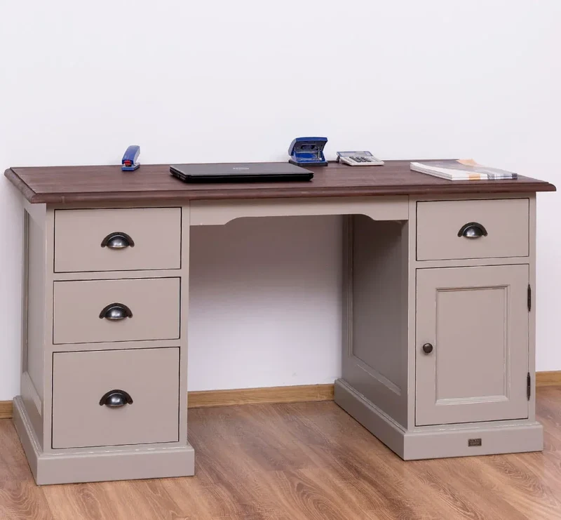 Massiver Schreibtisch mit Aktenablage