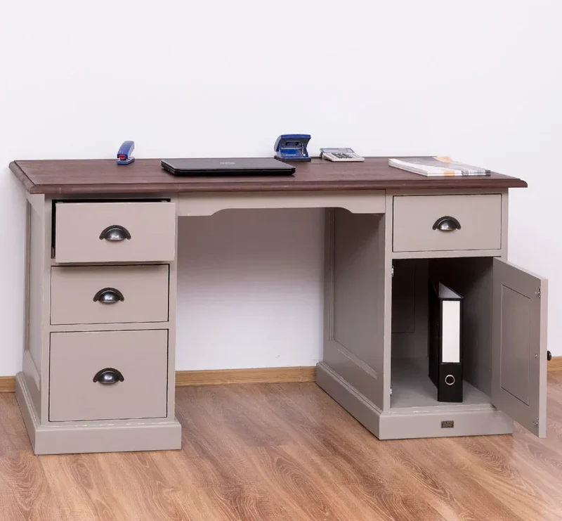 Massiver Schreibtisch mit Aktenablage