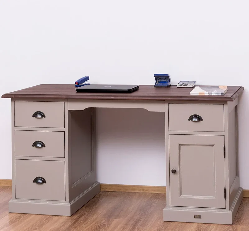 Massiver Schreibtisch mit Aktenablage