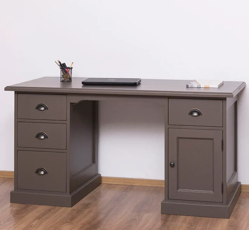 Massiver Schreibtisch mit Aktenablage