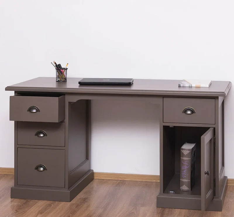 Massiver Schreibtisch mit Aktenablage