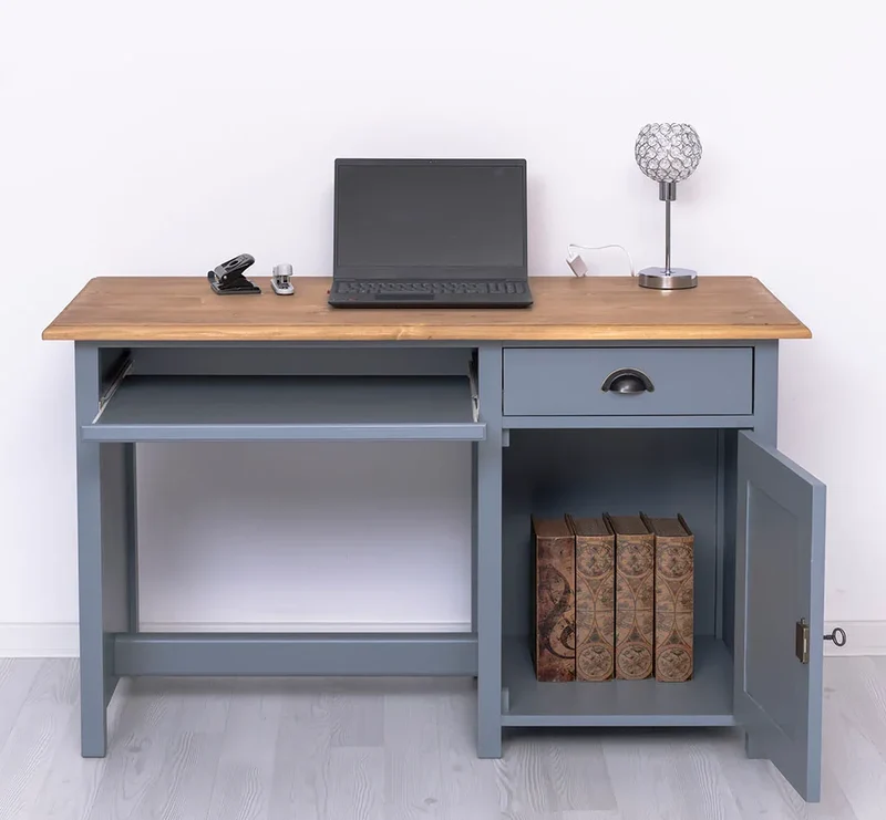 Schreibtisch aus Massivholz mit ausziehbarem Tastaturbrett | Computertisch