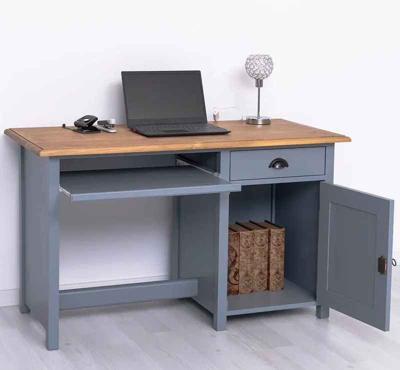 Schreibtisch aus Massivholz mit ausziehbarem Tastaturbrett | Computertisch