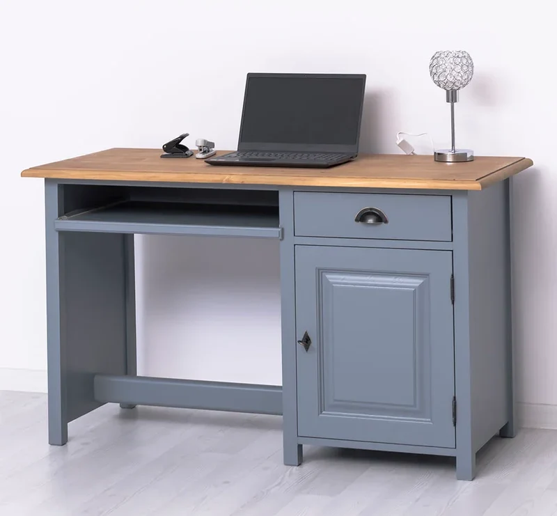 Schreibtisch aus Massivholz mit ausziehbarem Tastaturbrett | Computertisch