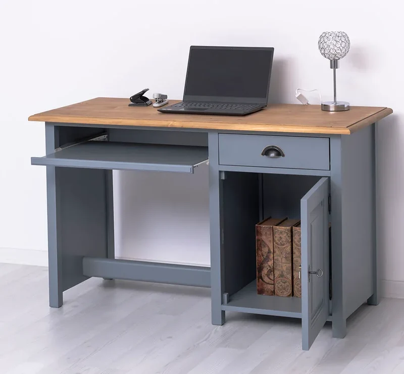 Schreibtisch aus Massivholz mit ausziehbarem Tastaturbrett | Computertisch
